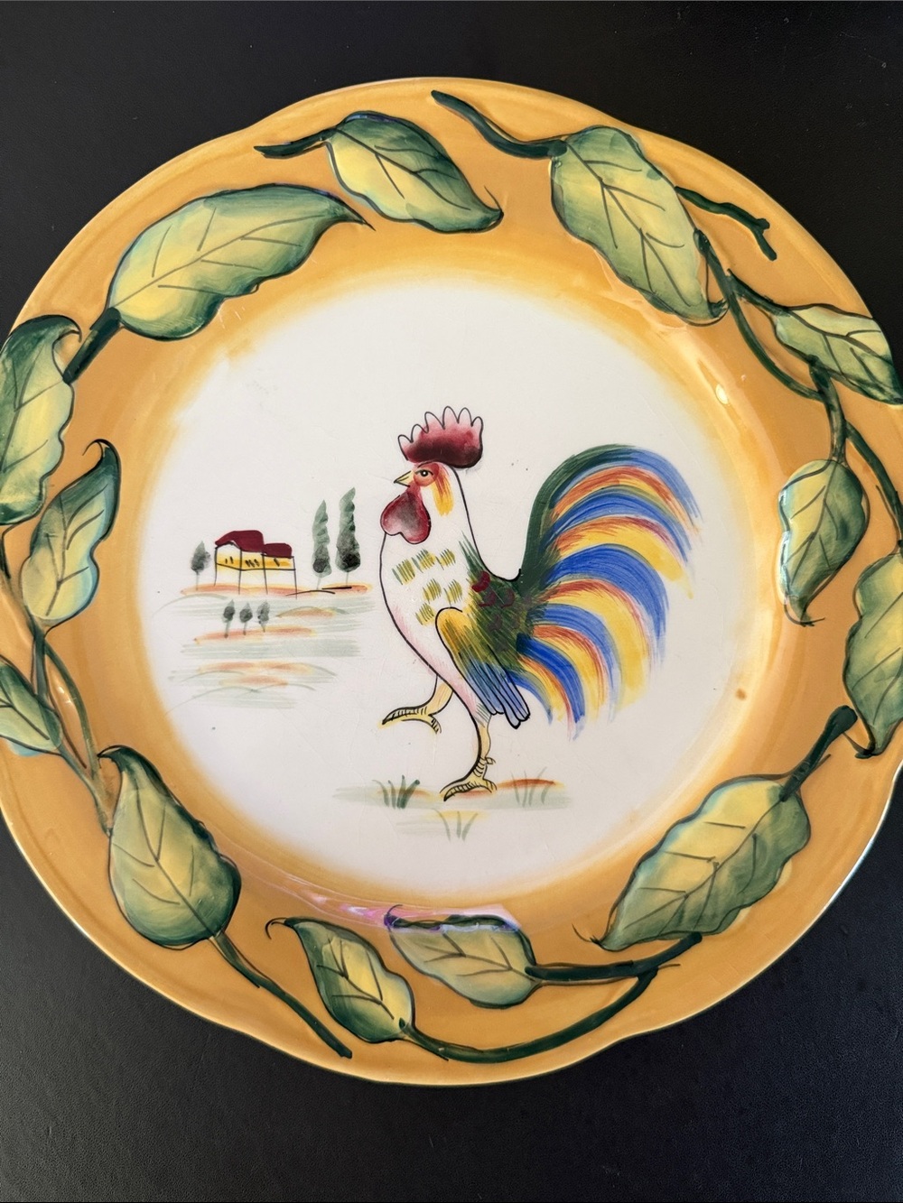 Fitz And Floyd Ricamo Portofino
Rooster Bowl 6.5" And Plate 8.5"
Embossed Leaf